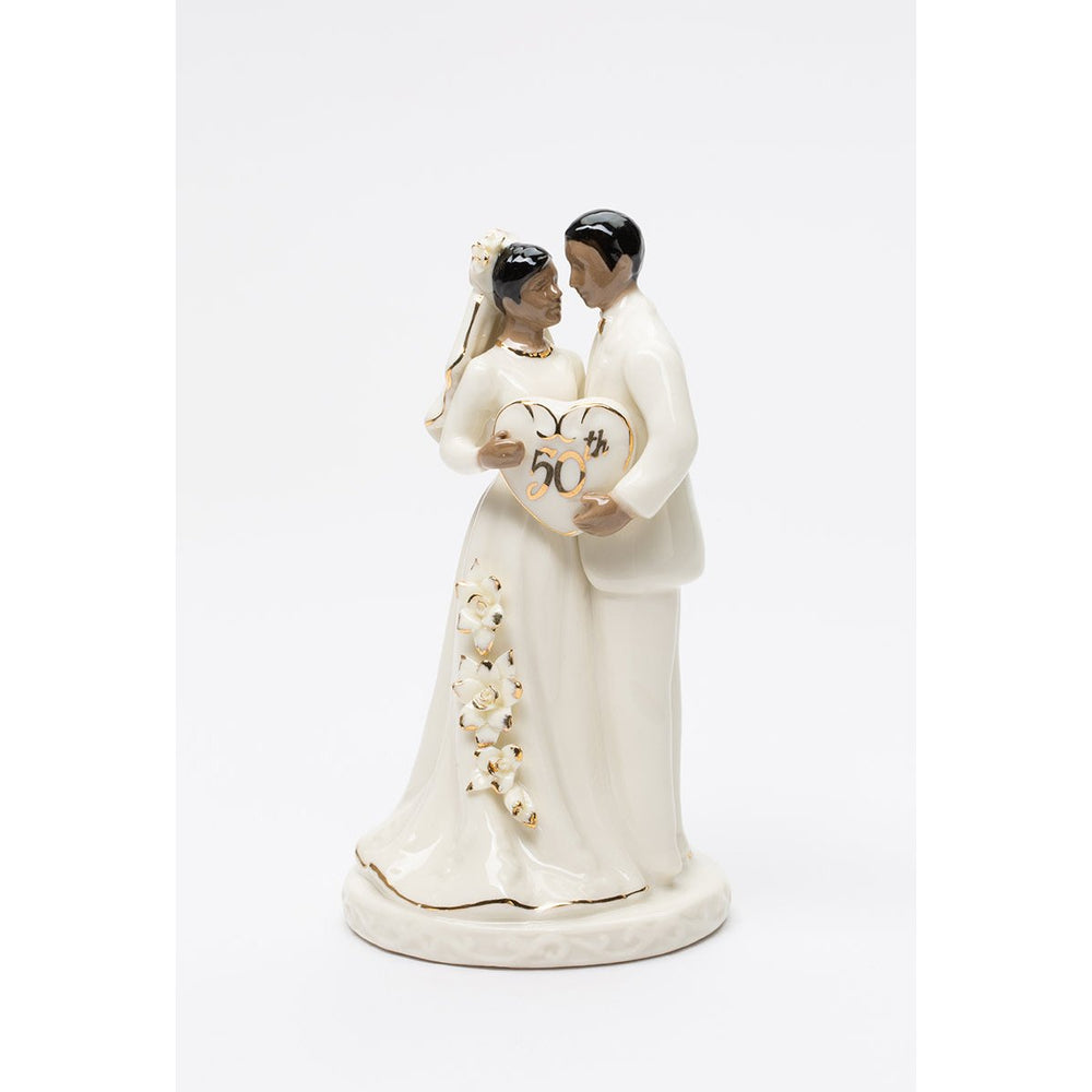 Ceramic African American 50th Anniversary Couple Cake TopperAnniversary Dcor or Gift Image 2