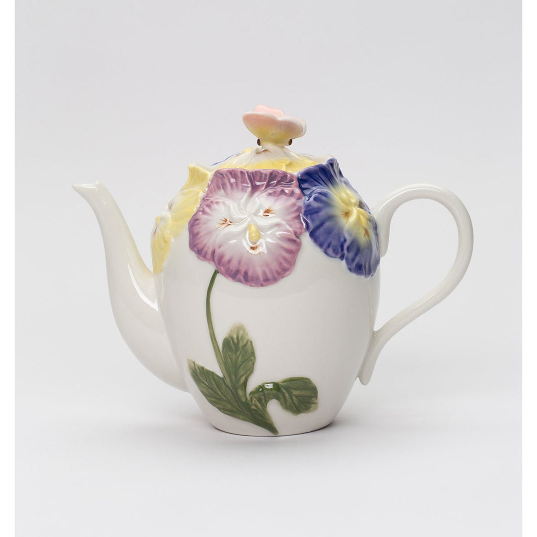 Ceramic Pansy Flower Teapot 24 oz Elegant  or Her Image 2