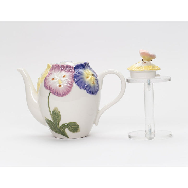 Ceramic Pansy Flower Teapot 24 oz Elegant  or Her Image 3