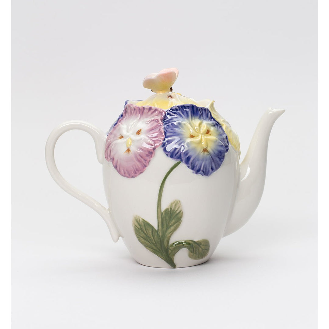 Ceramic Pansy Flower Teapot 24 oz Elegant  or Her Image 4