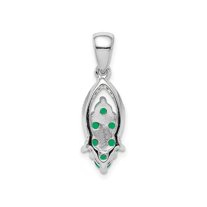 1/2 Carat (ctw) Natural Emerald Cluster Pendant Necklace in Polished Sterling Silver with Chain Image 3