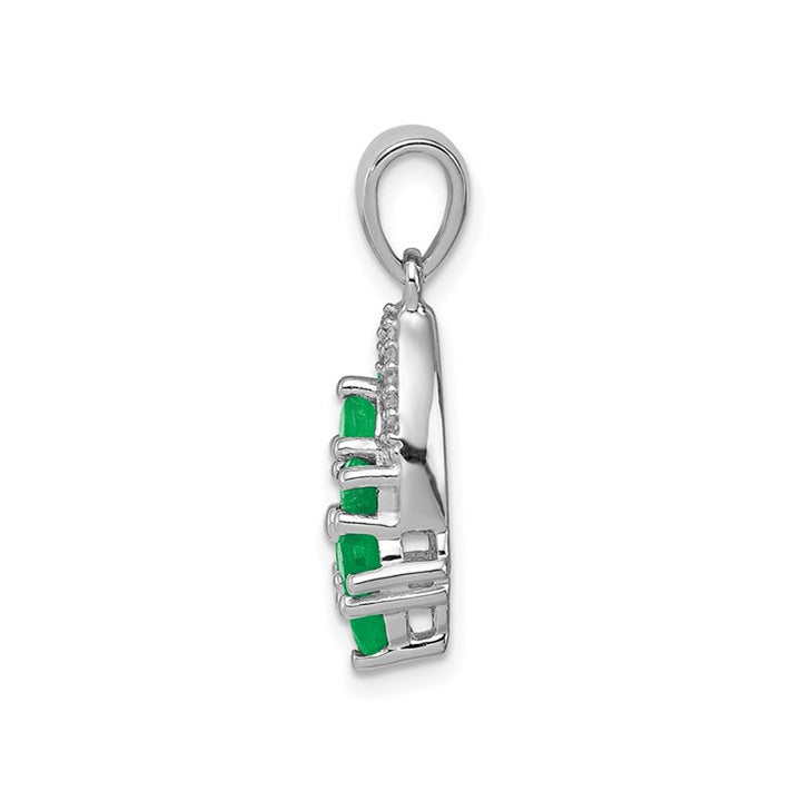 1/2 Carat (ctw) Natural Emerald Cluster Pendant Necklace in Polished Sterling Silver with Chain Image 4