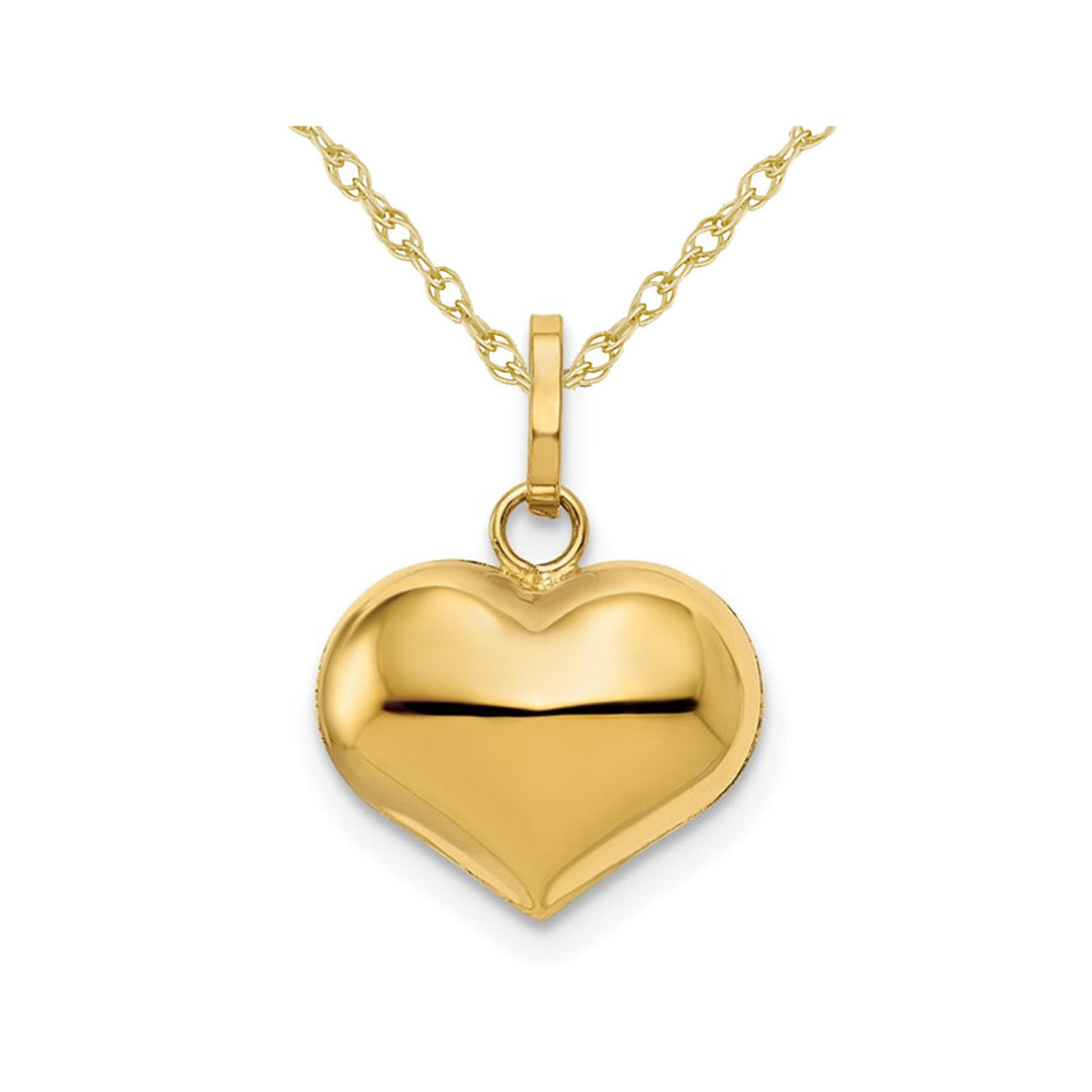 14K Yellow Gold Heart Pendant Necklace with Chain Image 1