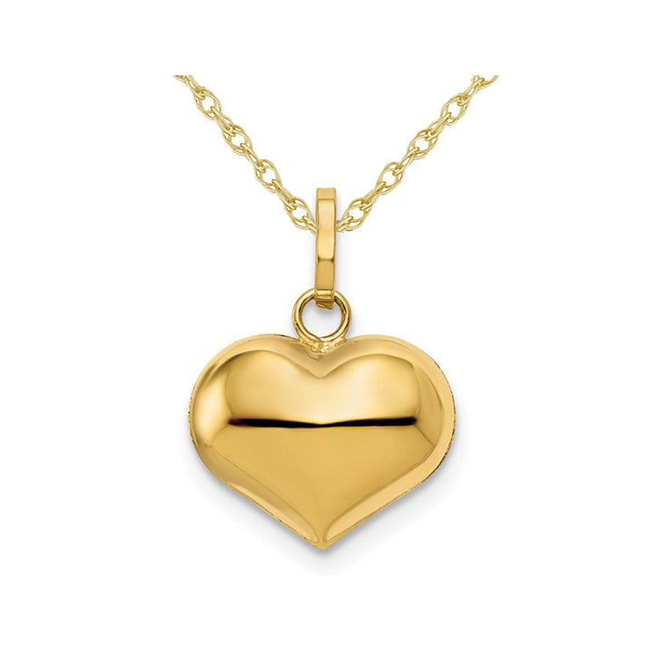 14K Yellow Gold Heart Pendant Necklace with Chain Image 1