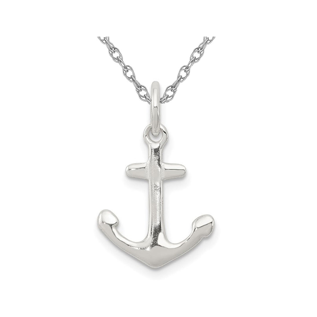 Anchor Charm Pendant Necklace in Sterling Silver with Chain Image 1