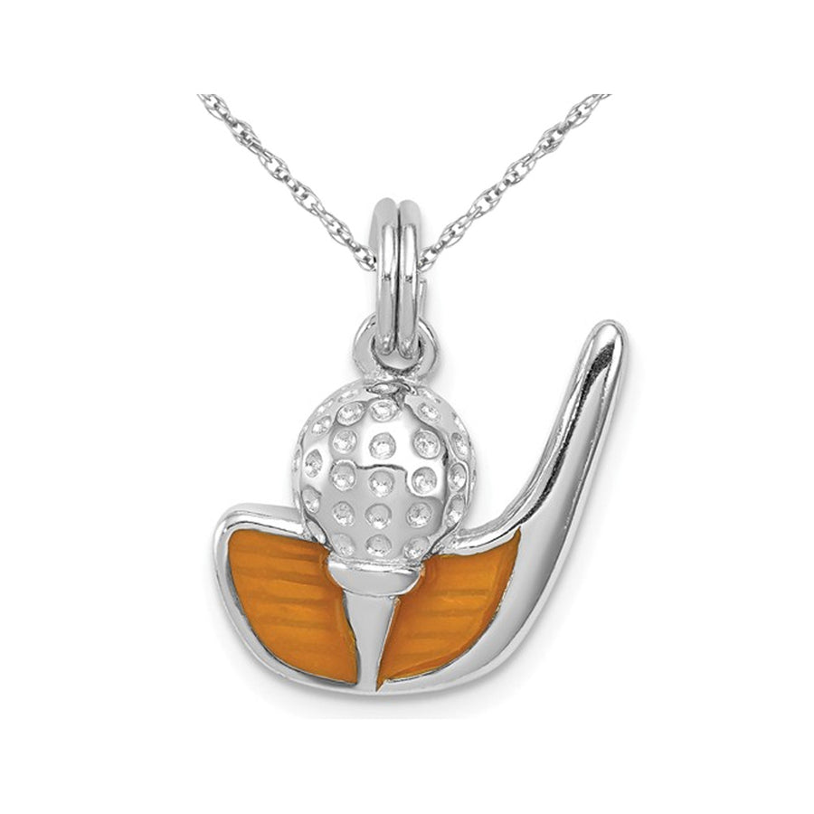 Sterling Silver Golf Club and Ball Charm Pendant Necklace with Chain Image 1