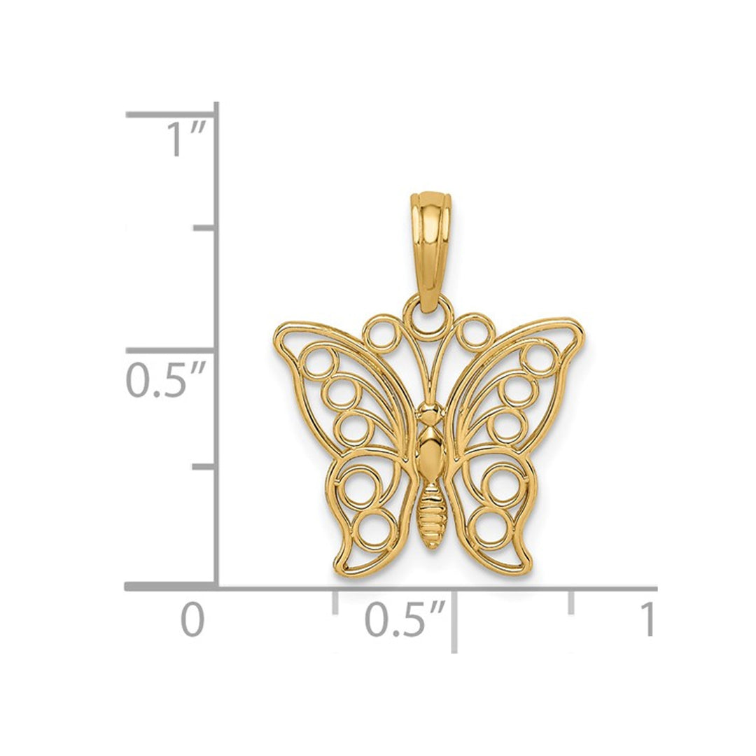 14K Yellow Gold Butterfly Pendant Necklace with Chain ( 18 Inches) Image 2