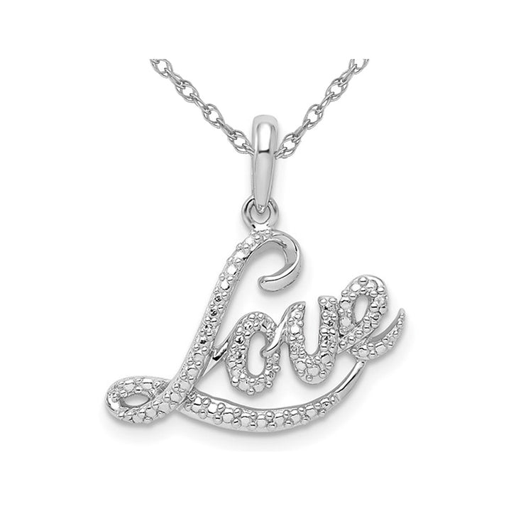 Sterling Silver LOVE Charm Pendant Necklace with Chain Image 1