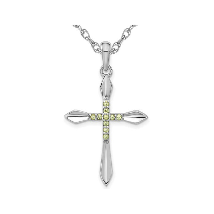 Sterling Silver Cross Pendant Necklace with Peridot and Chain Image 1