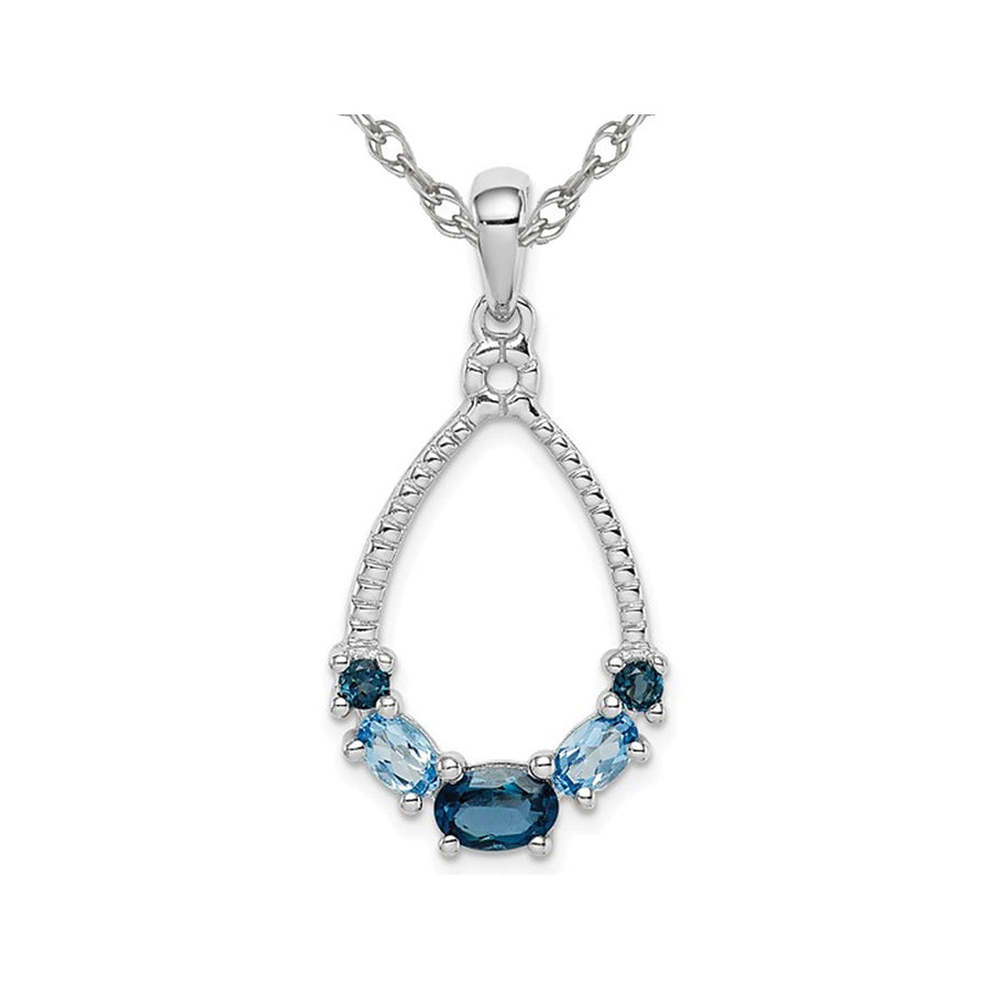 1.25 Carat (ctw) London Blue Topaz Drop Pendant Necklace in Sterling Silver with Chain Image 1