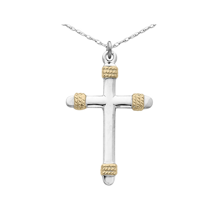 Cross Pendant Necklace in Sterling Silver with 18K Gold Plating with Chain Image 1