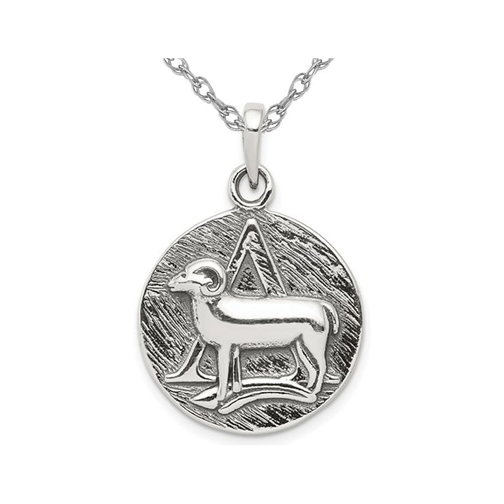 Sterling Silver Aries Charm Astrology Zodiac Pendant Necklace with Chain Image 1