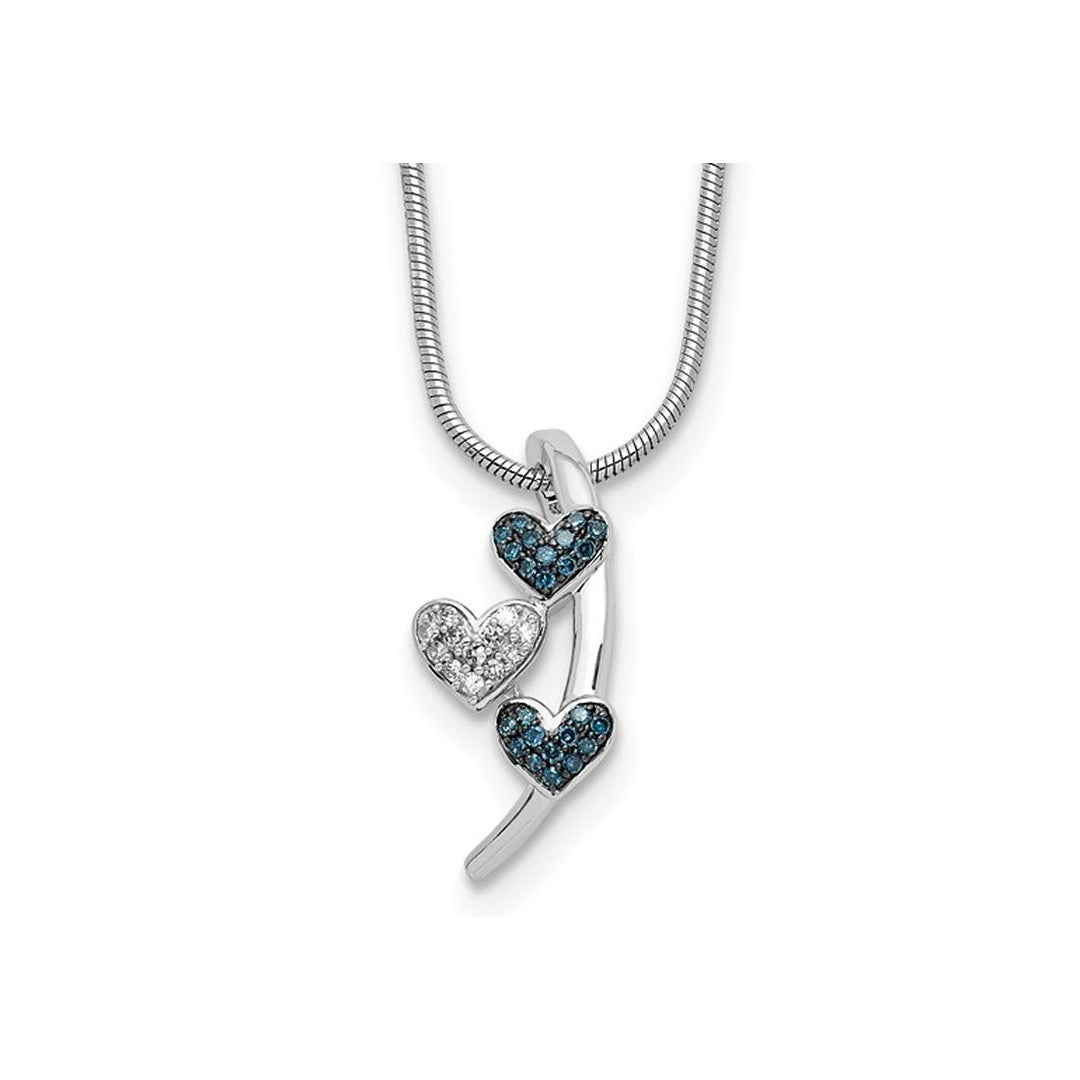 1/10 Carat (ctw) Blue and White Diamond Heart Pendant Necklace in Sterling Silver with Chain Image 1