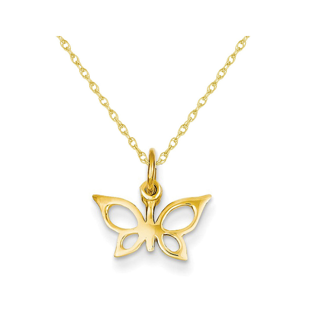 Small Butterfly Charm in 14K Yellow Gold with Chain Image 1