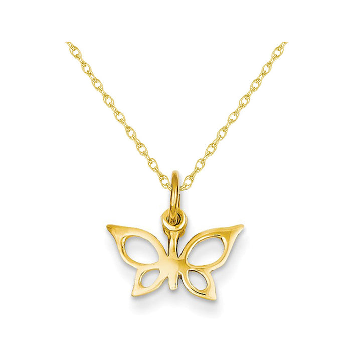 Small Butterfly Charm in 14K Yellow Gold with Chain Image 1