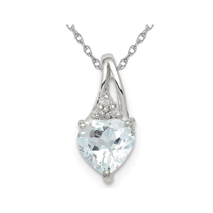 1/2 Carat (ctw) Aquamarine Heart Pendant Necklace in Sterling Silver with Chain Image 1