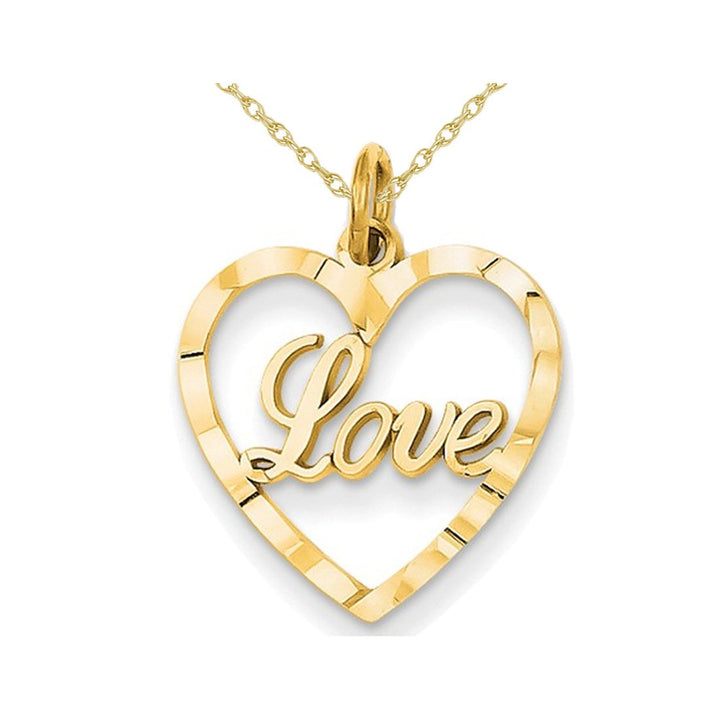 Heart Shaped LOVE Pendant Necklace in 14K Yellow Gold Image 1