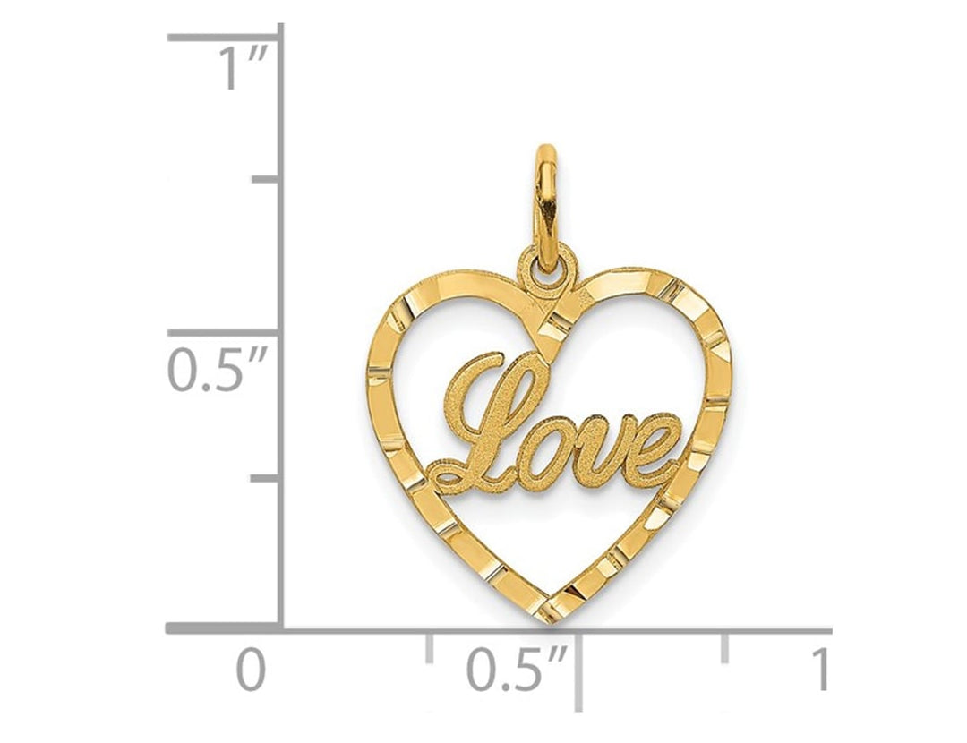 Heart Shaped LOVE Pendant Necklace in 14K Yellow Gold Image 3