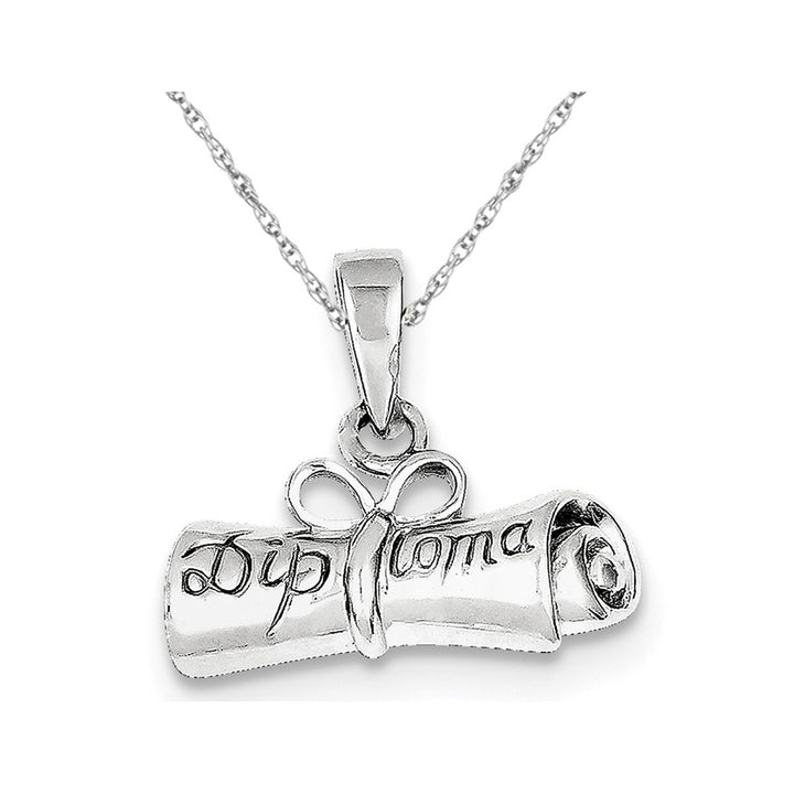 Rolled-Up Diploma Charm Pendant Necklace in Sterling Silver Image 1