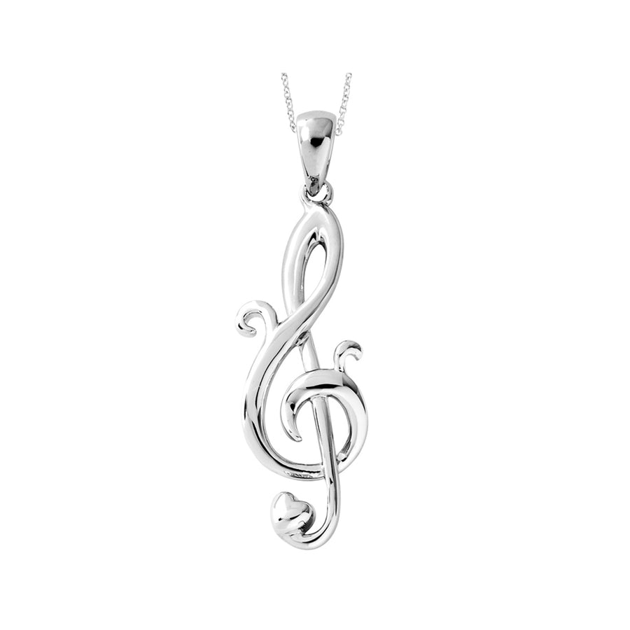 Love Notes Music Note Pendant Necklace in Sterling Silver with Chain Image 1