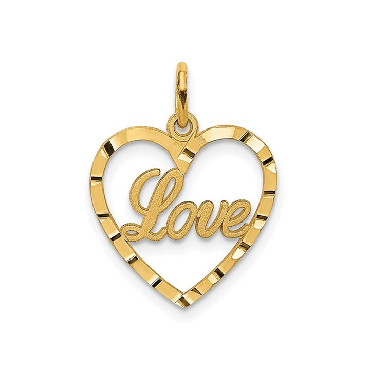 Heart Shaped LOVE Pendant Necklace in 14K Yellow Gold Image 4