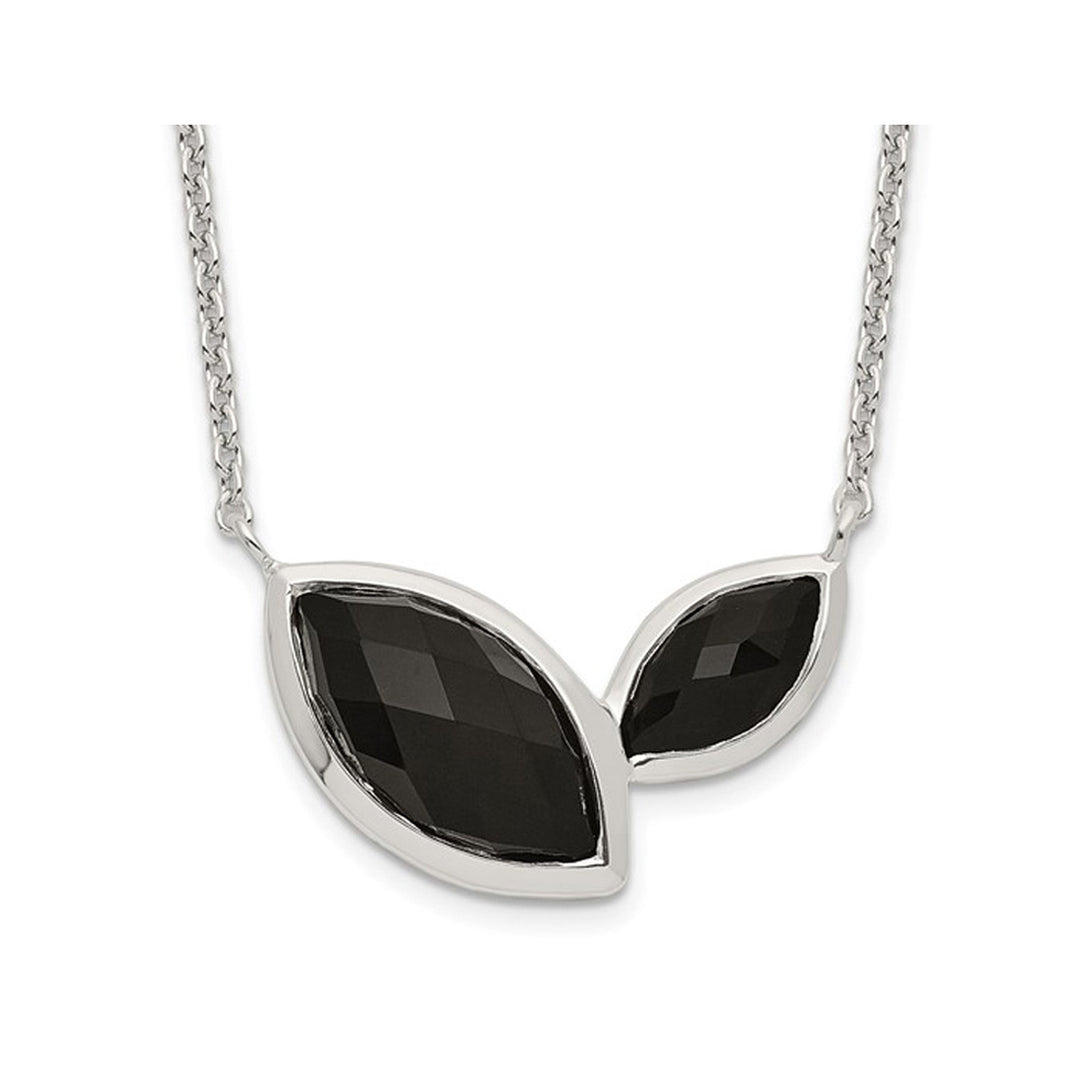 Faceted Onyx Necklace in Sterling Silver with Chain (18 Inches) Image 1