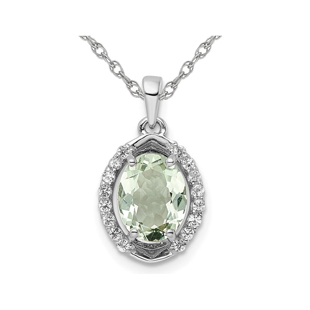 1.75 Carat (ctw) Green Quartz and White Topaz Pendant Necklace in Sterling Silver with Chain Image 1