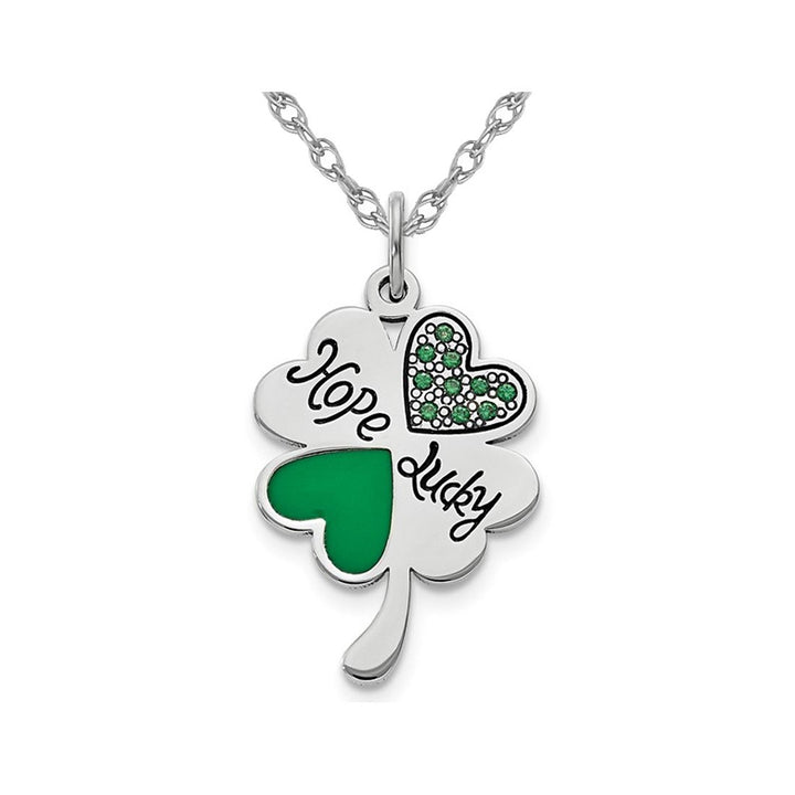 Sterling Silver Clover Lucky Charm Pendant Necklace with Chain Image 1