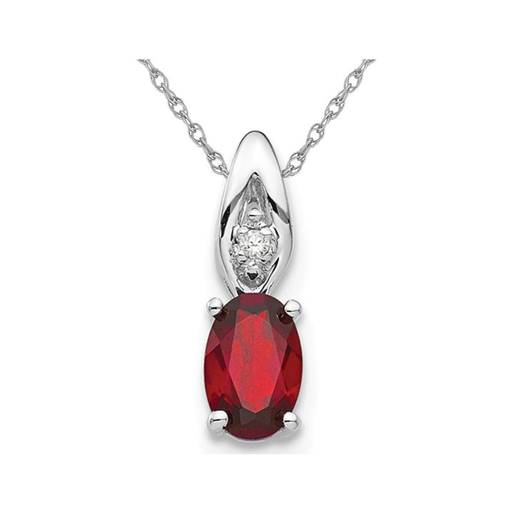 3/5 Carat (ctw) Natural Garnet Pendant Necklace in 14K White Gold with Chain Image 1