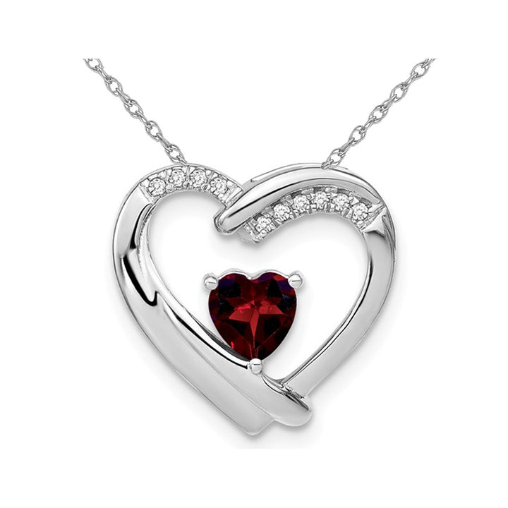 Natural Red Garnet 1/2 Carat (ctw) Heart Pendant Necklace in Sterling Silver with Chain Image 1