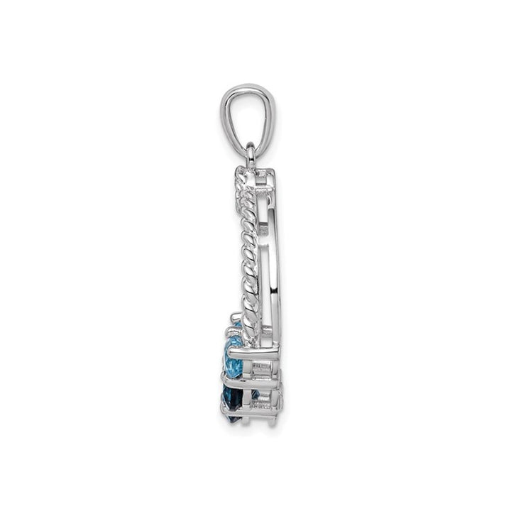 9/10 Carat (ctw) London Blue Topaz Circle Pendant Necklace in Sterling Silver with Chain Image 4