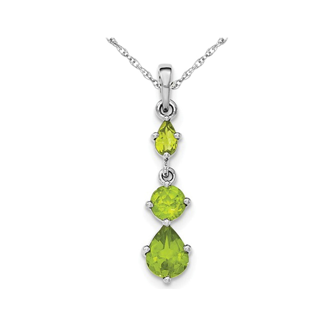 2.60 Carat (ctw) Natural Peridot Drop Dangle Pendant Necklace in Sterling Silver with Chain Image 1