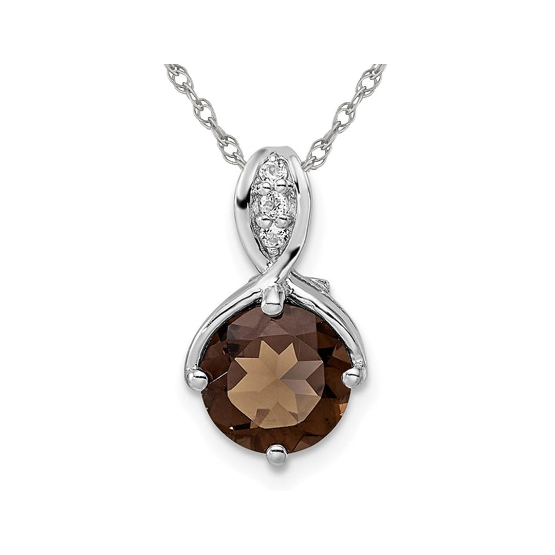 1.75 Carat (ctw) Smoky Quartz and White Topaz Pendant Necklace in Sterling Silver with Chain Image 1