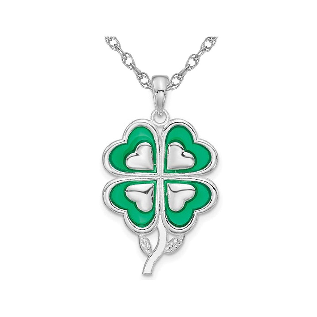 Sterling Silver 4-Leaf Clover Charm Pendant Necklace with Chain Image 1