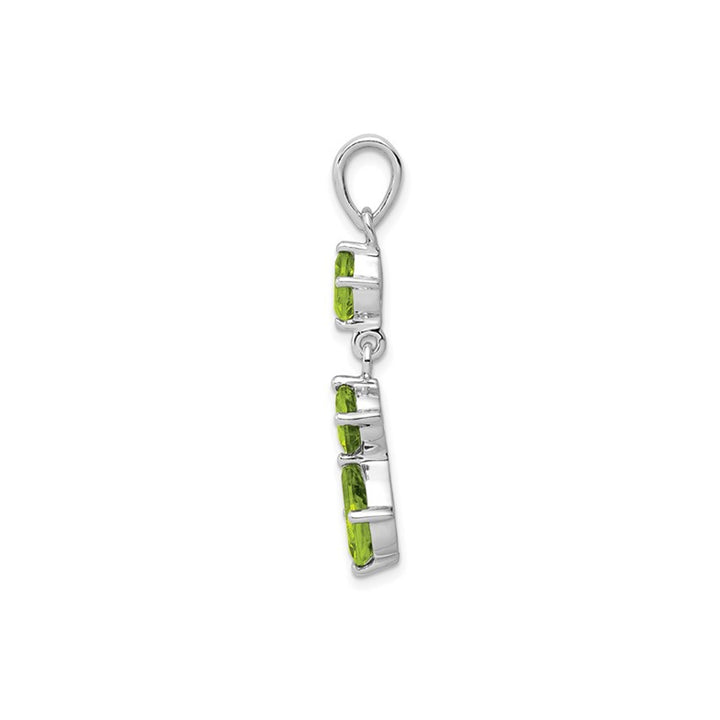 2.60 Carat (ctw) Natural Peridot Drop Dangle Pendant Necklace in Sterling Silver with Chain Image 3