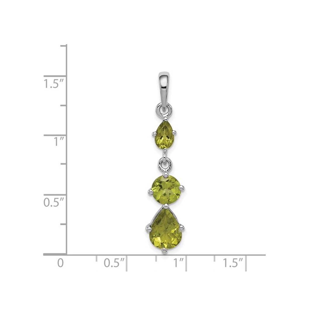 2.60 Carat (ctw) Natural Peridot Drop Dangle Pendant Necklace in Sterling Silver with Chain Image 4