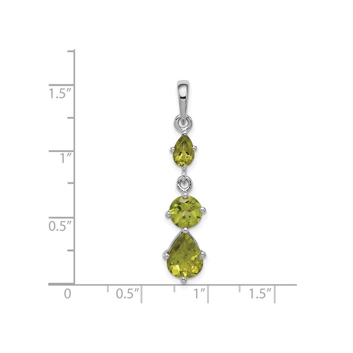 2.60 Carat (ctw) Natural Peridot Drop Dangle Pendant Necklace in Sterling Silver with Chain Image 4