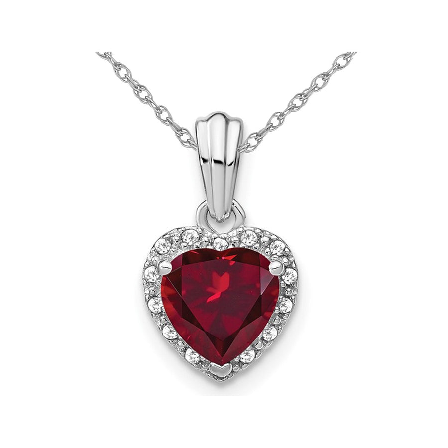 1.20 Carat (ctw) Lab-Created Ruby Heart Pendant Necklace in Sterling Silver with Chain Image 1