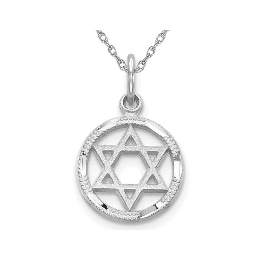 10K White Gold Star of David Pendant Necklace with Chain Image 1