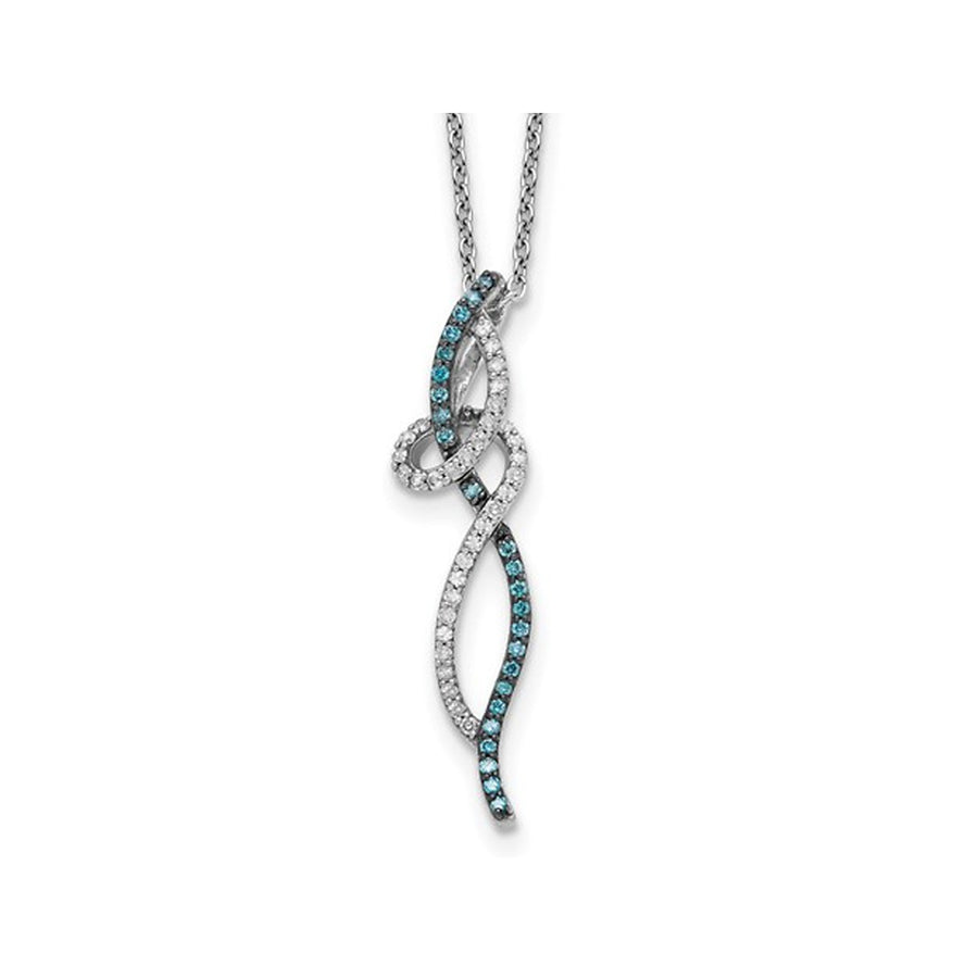 1/4 Carat (ctw) Blue and White Diamond Swirl Pendant Necklace in Sterling Silver with Chain Image 1