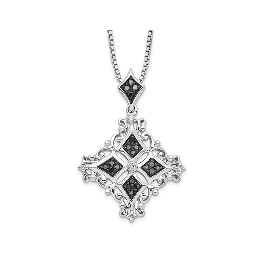 1/4 Carat (ctw) Black and White Diamond Geometric Pendant Necklace in Sterling Silver with Chain Image 1