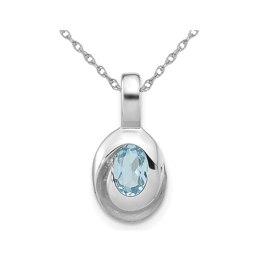 1/2 Carat (ctw) Swiss Blue Topaz Pendant Necklace in Sterling Silver with Chain Image 1