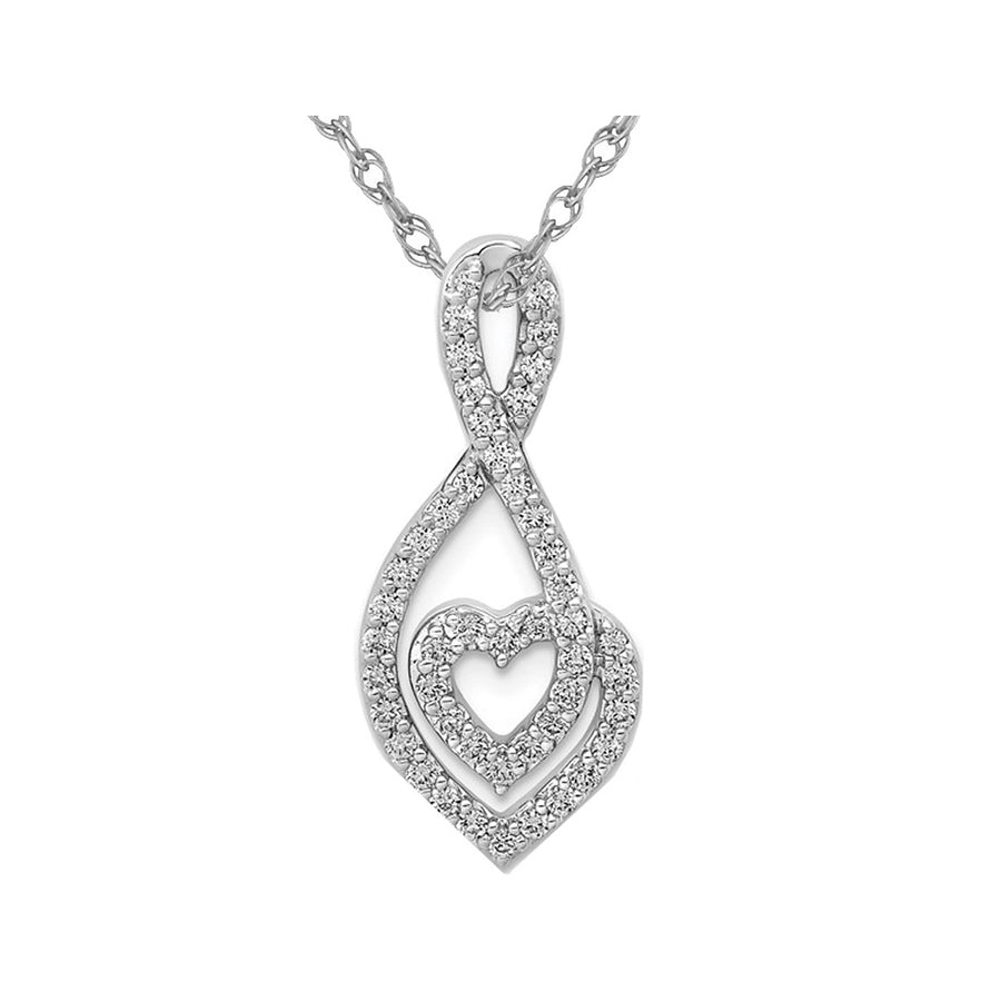 1/2 Carat (ctw) Diamond Infinite Heart Drop Pendant Necklace in 14K White Gold with Chain Image 1