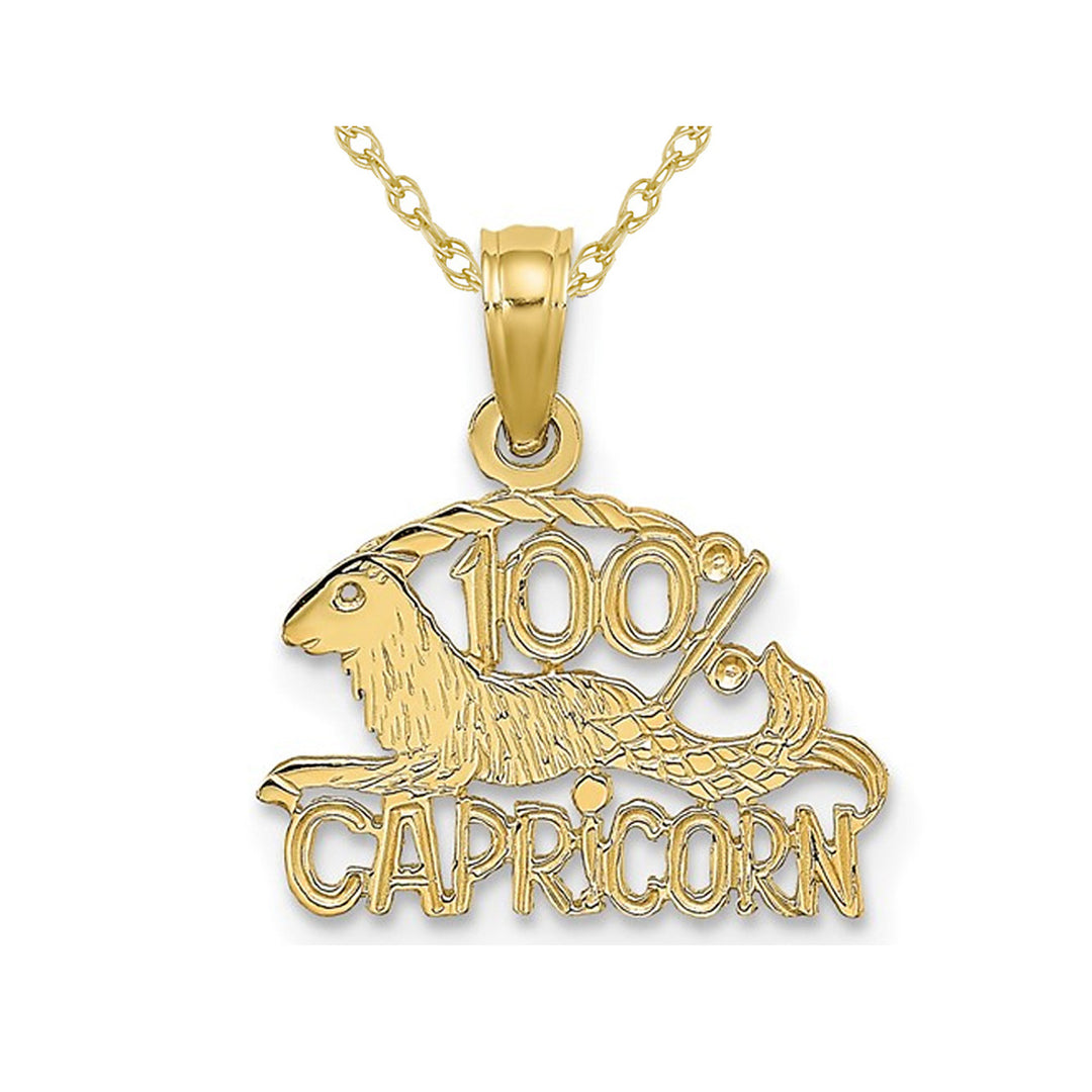 10K Yellow Gold 100% CAPRICORN Zodiac Charm Astrology Zodiac Pendant Necklace with Chain Image 1