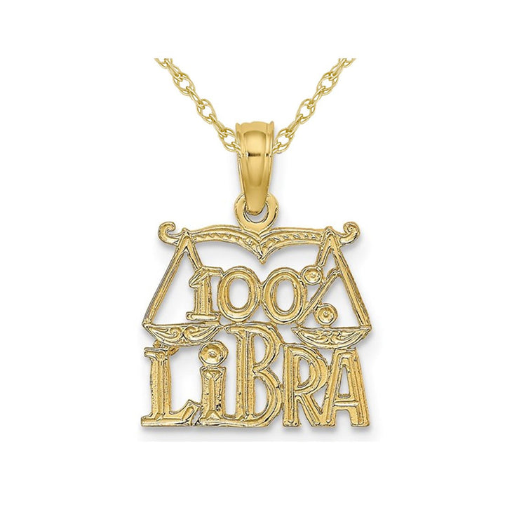 10K Yellow Gold 100% LIBRA Charm Astrology Zodiac Pendant Necklace with Chain Image 1