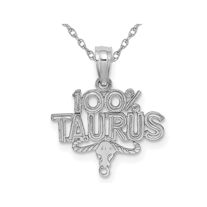 14K White Gold 100% TAURUS Charm Astrology Zodiac Pendant Necklace with Chain Image 1