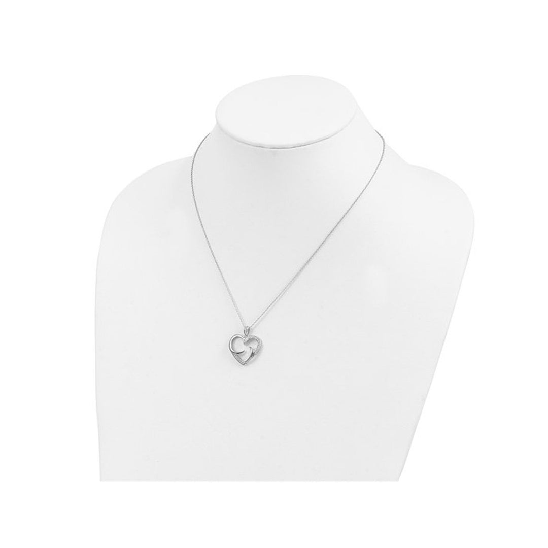 The Arms of Love Heart Pendant Necklace in Sterling Silver with Synthetic Cubic Zirconia (CZ)s Image 4