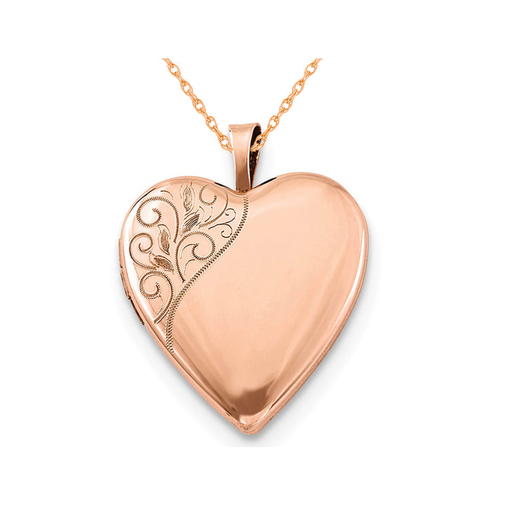 Swirl Heart Locket Pendant Necklace in Sterling Silver with Rose Gold Plating Image 1