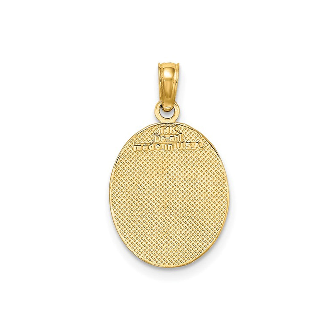 Fleur De Lis Disc Pendant Necklace in 10K Yellow Gold with Chain Image 3