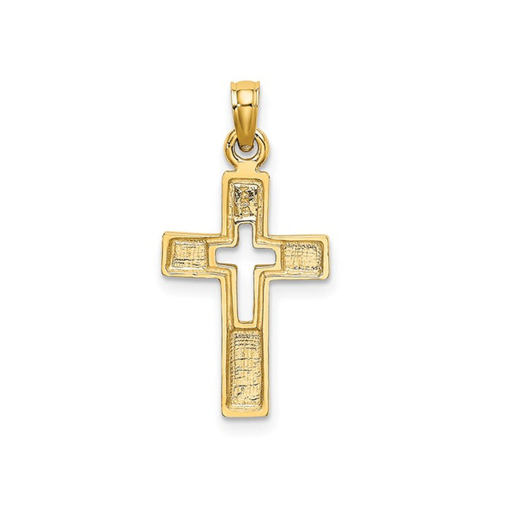 10K Yellow Gold Polished Cross Cut Out Pendant Necklace with Chain Image 3